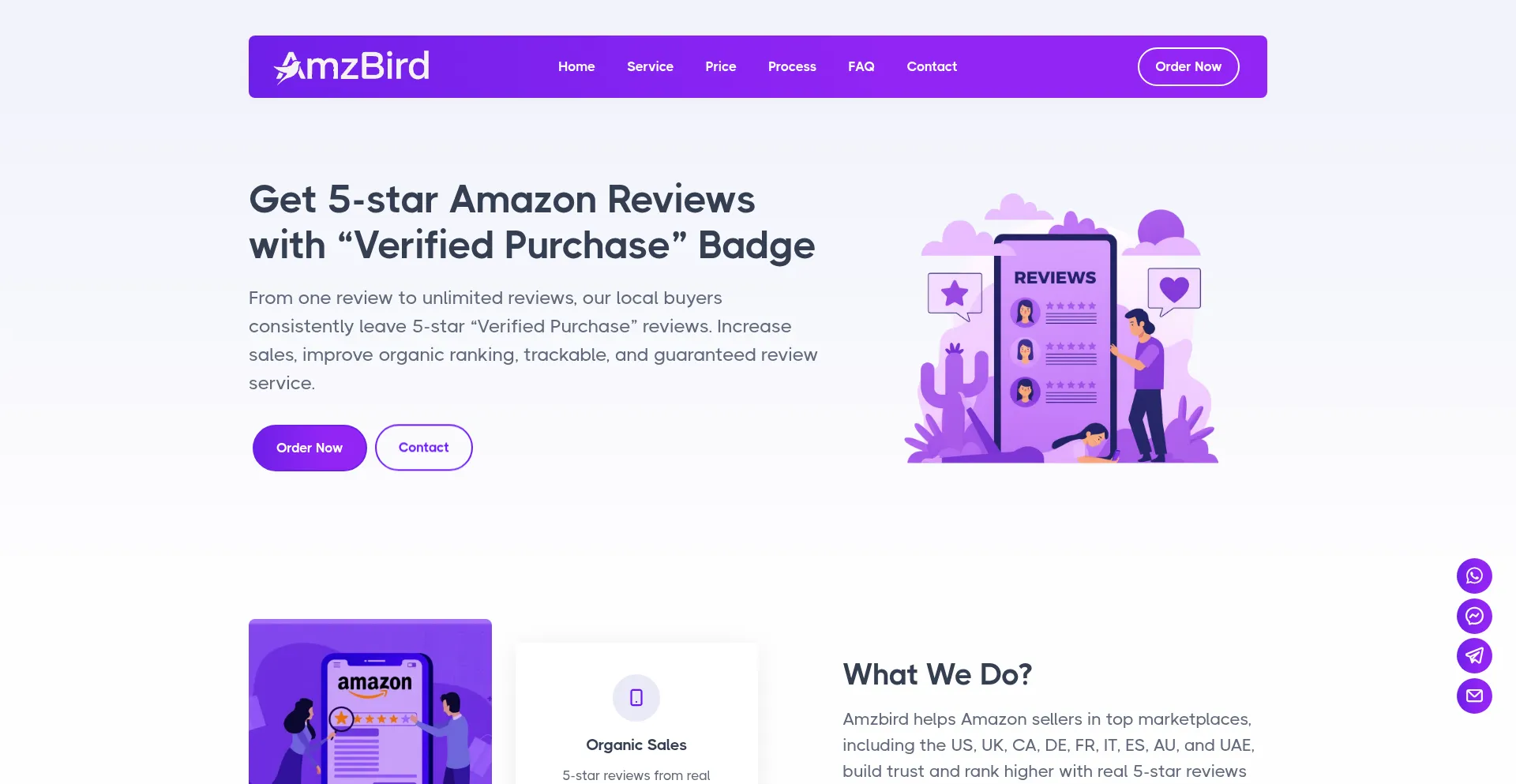 Website screenshot of Amzbird.com
