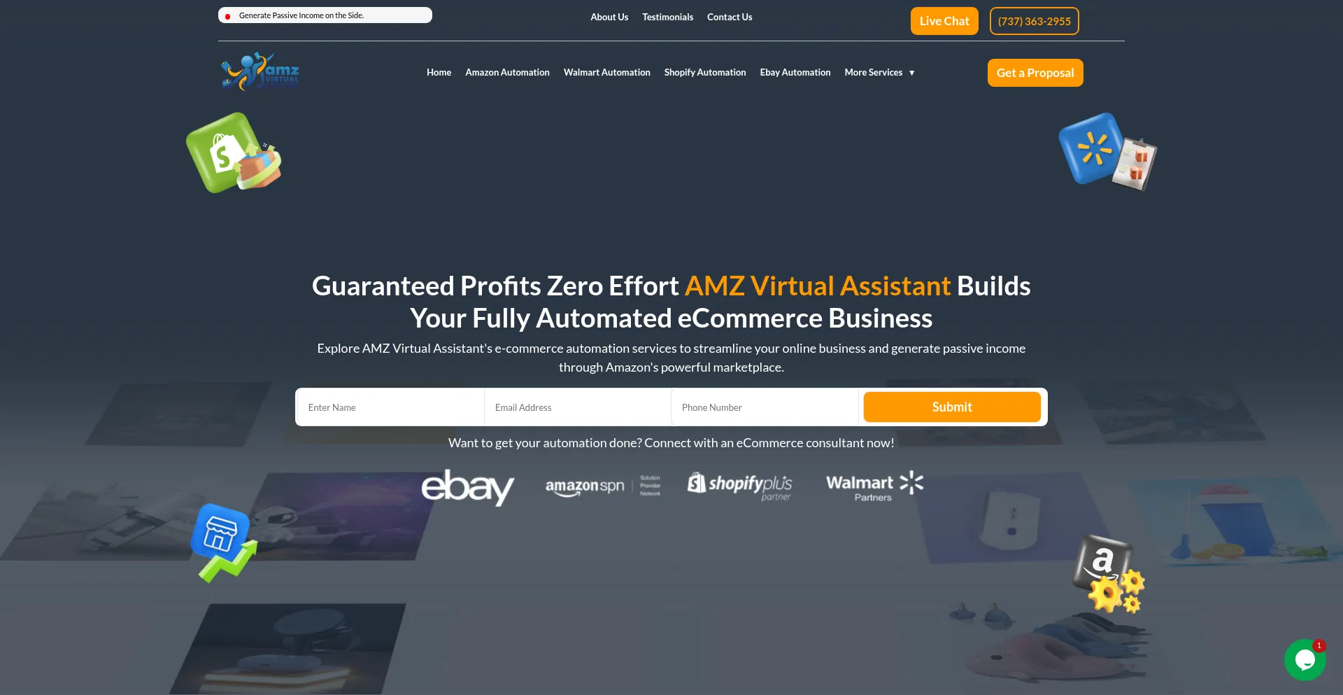 Website screenshot of Amzvirtualassistant.com
