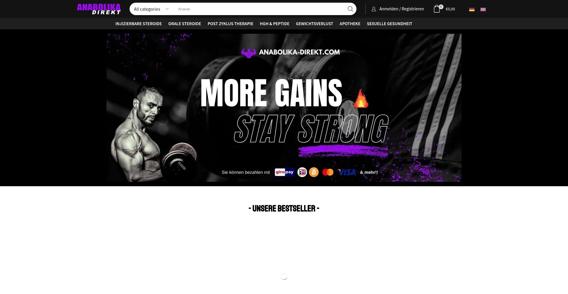 Website screenshot of Anabolika-direkt.com