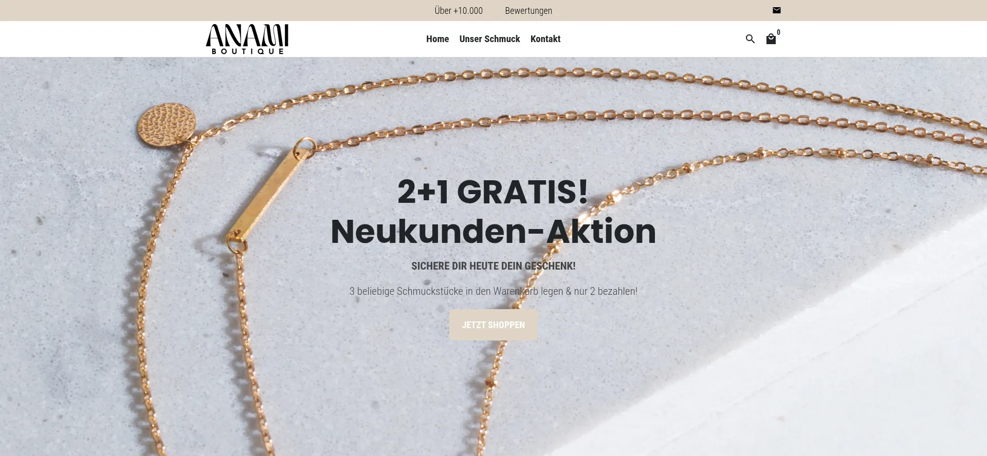 Website screenshot of Anamiboutique.de