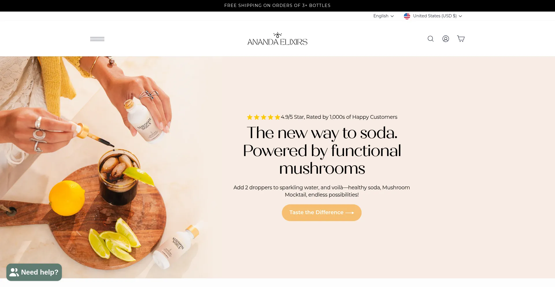 Website screenshot of Anandaelixirs.ca
