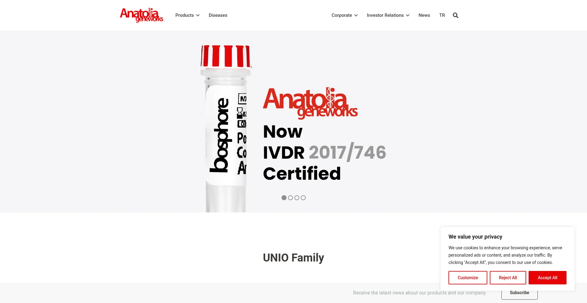Website screenshot of Anatoliageneworks.com