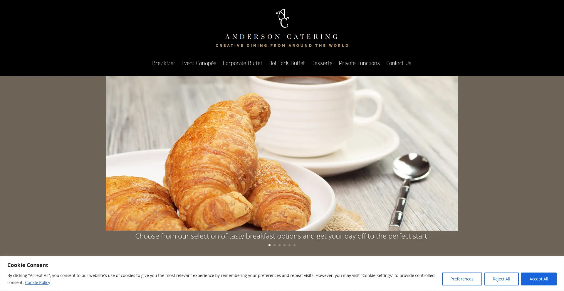 Website screenshot of Andersoncatering.co.uk