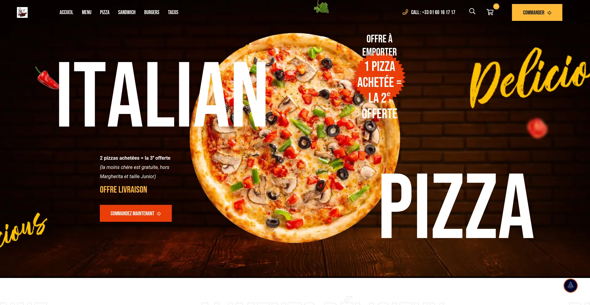 Website screenshot of Andiamo-pizza91.fr