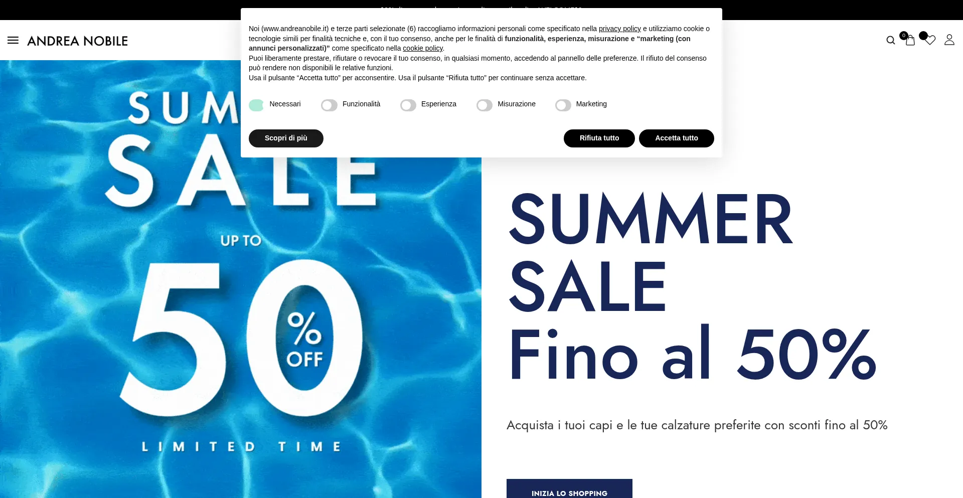 Website screenshot of Andreanobile.it