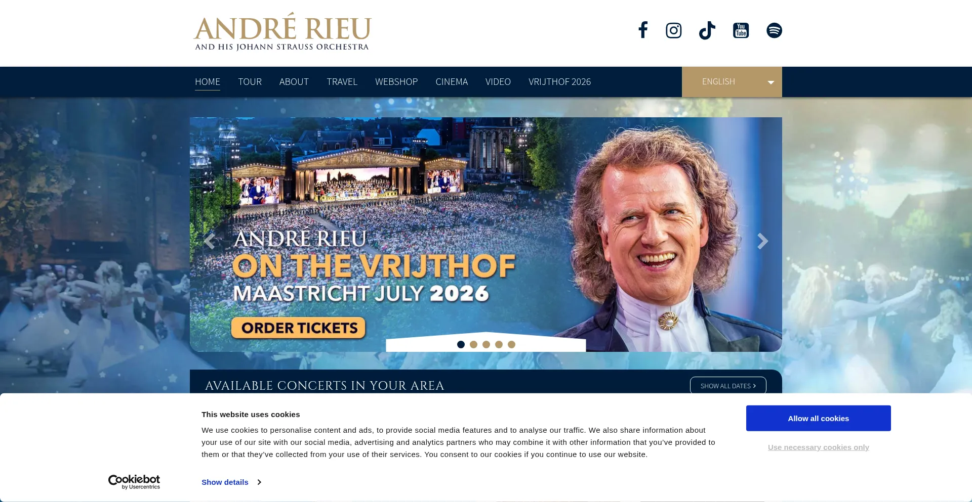 Website screenshot of Andrerieu.com