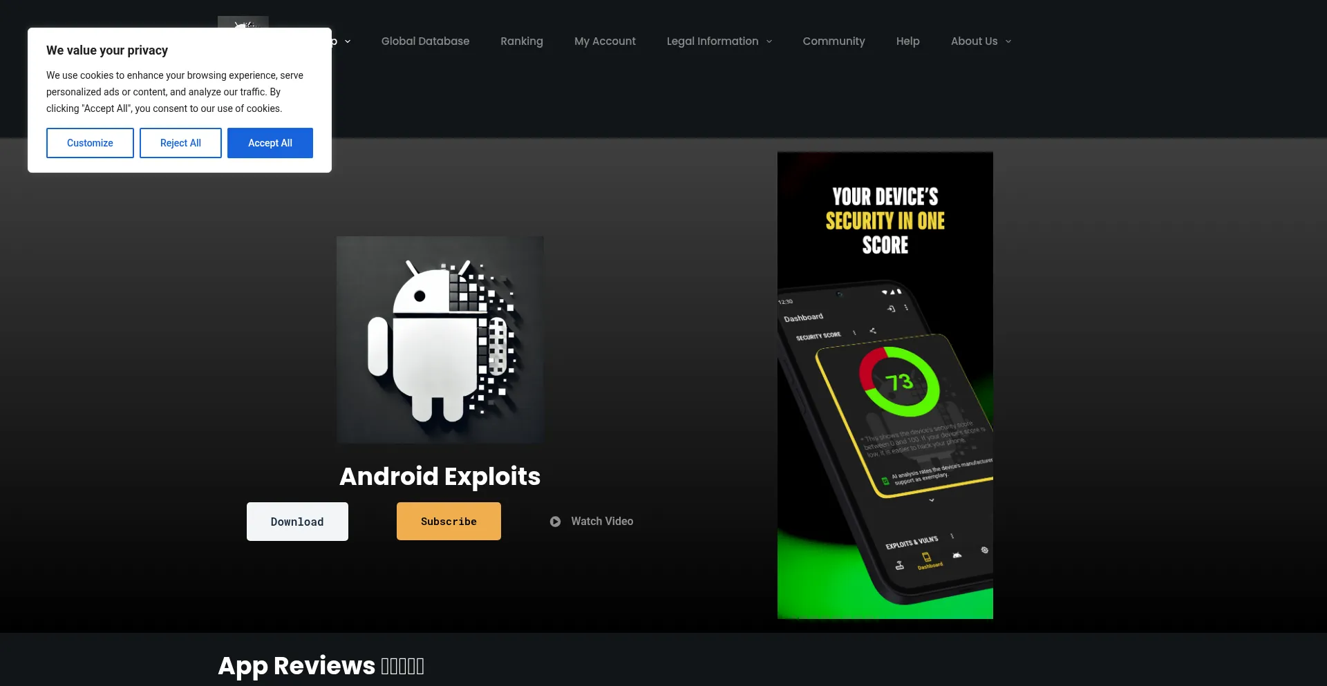 Website screenshot of Android-exploits.org