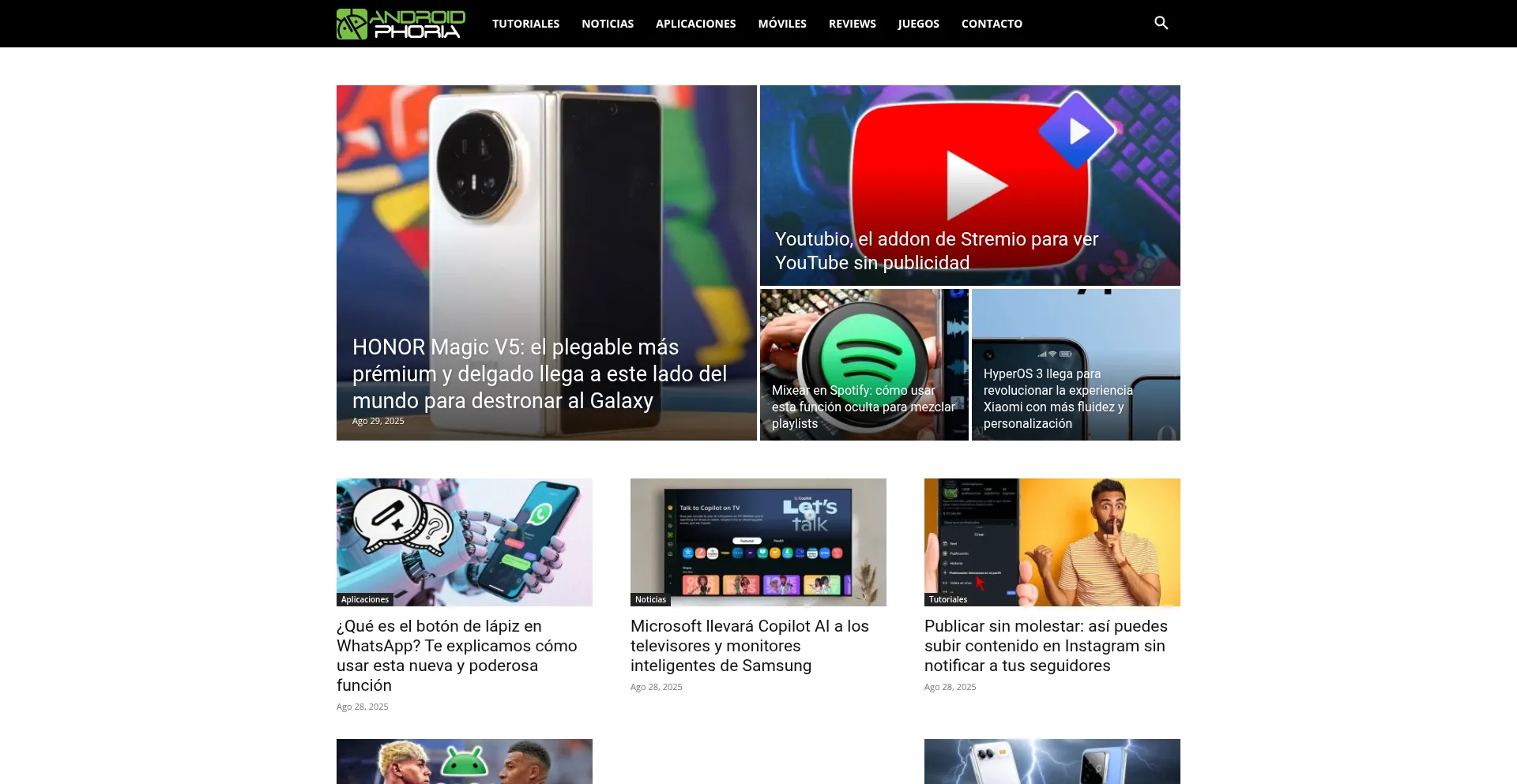 Website screenshot of Androidphoria.com