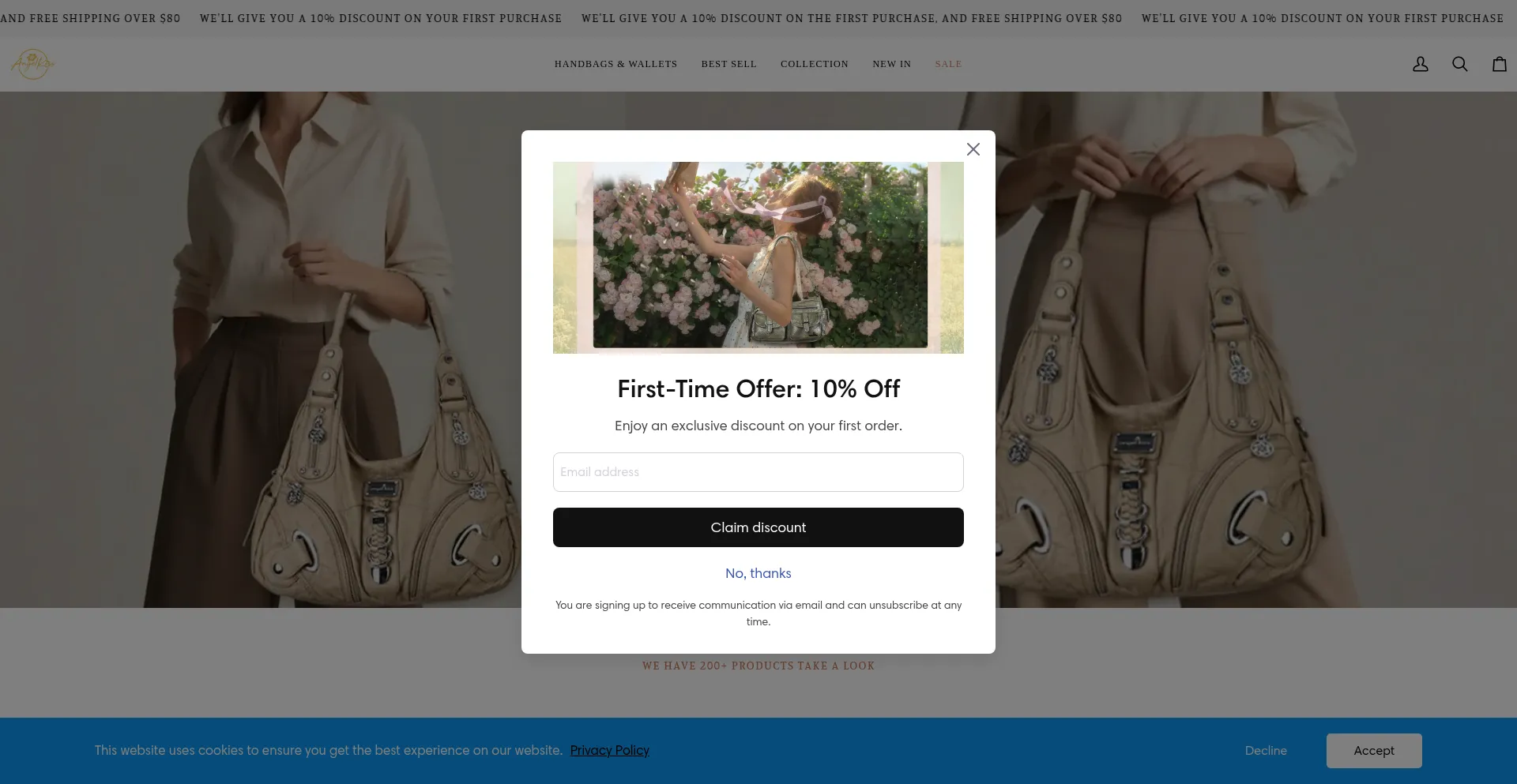 Website screenshot of Angelkissbag.com