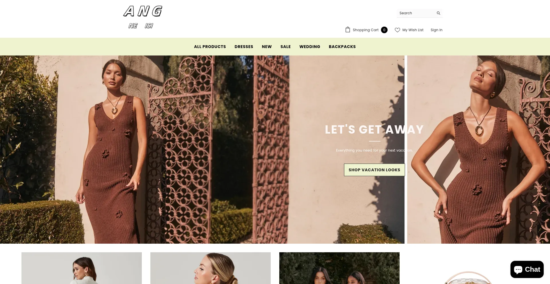 Website screenshot of Angneisi.com
