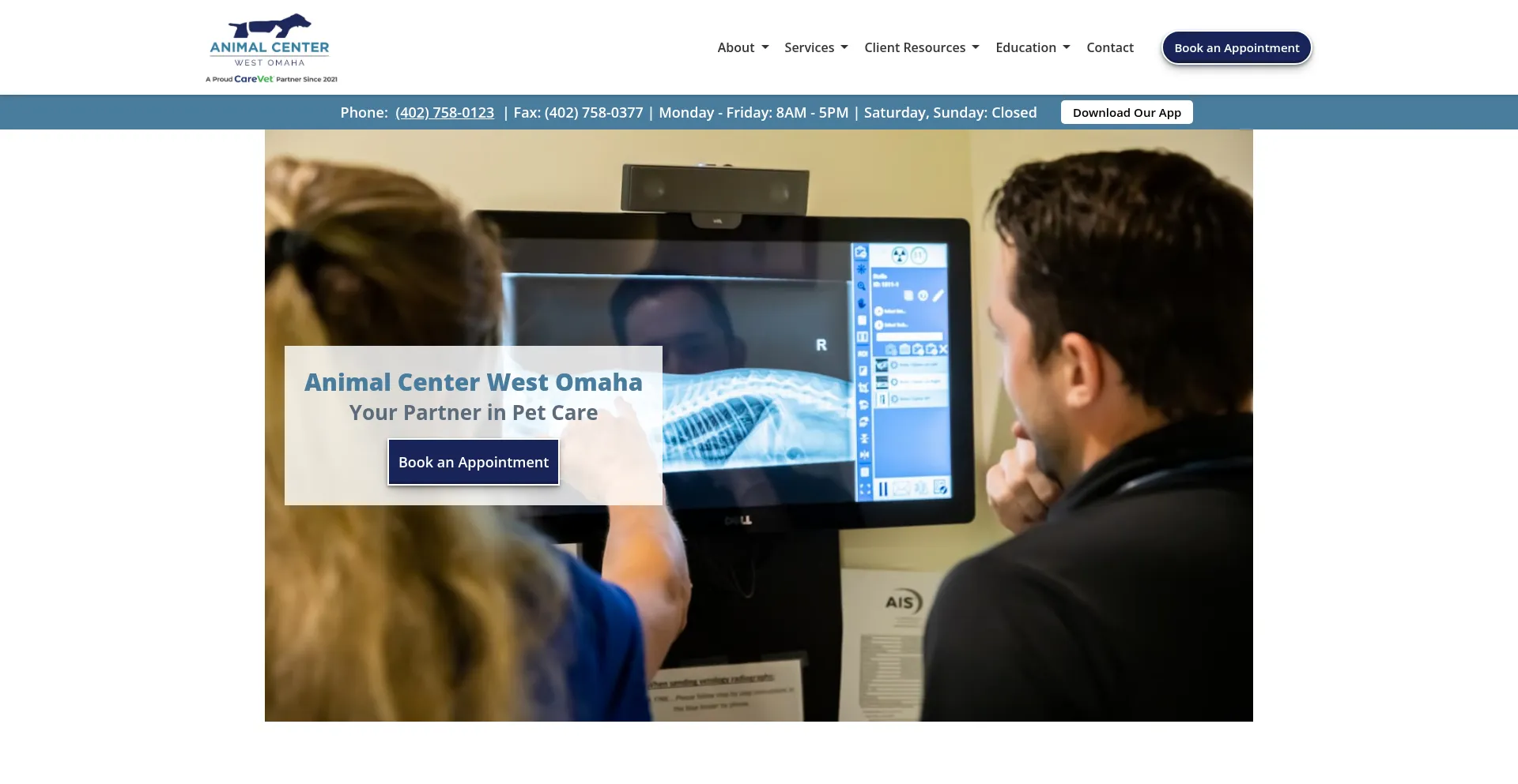 Website screenshot of Animalcenterwestomaha.com