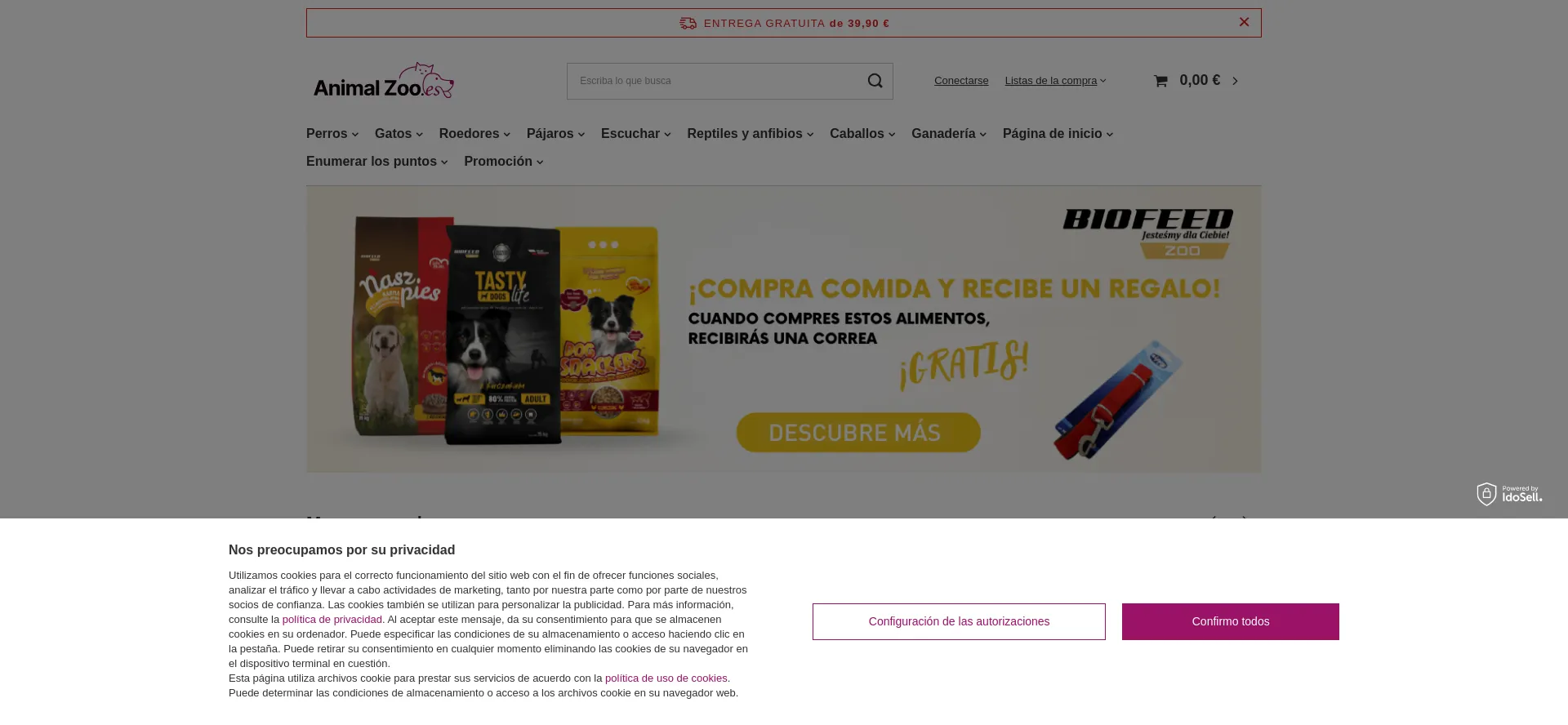 Website screenshot of Animalzoo.es