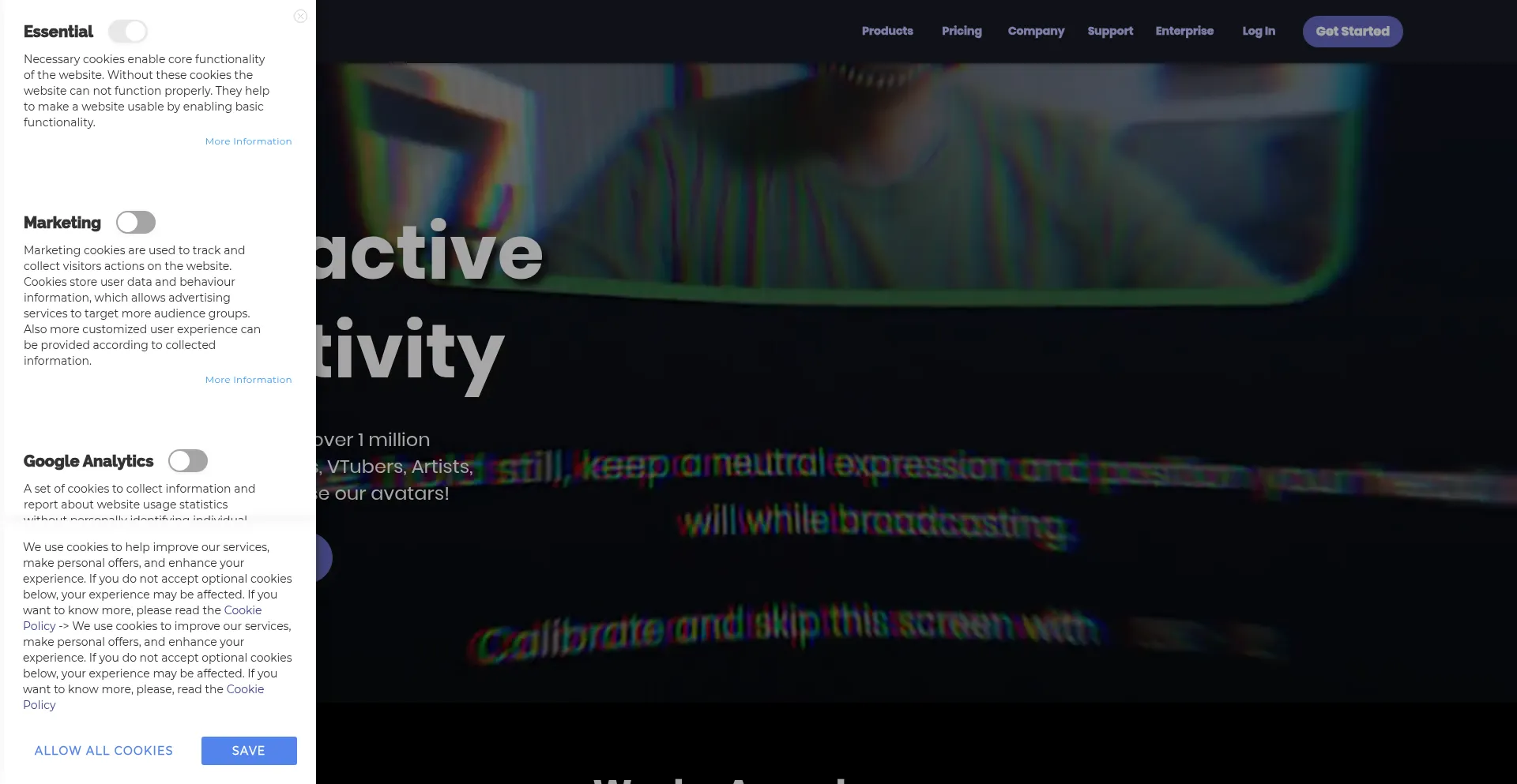 Website screenshot of Animaze.us