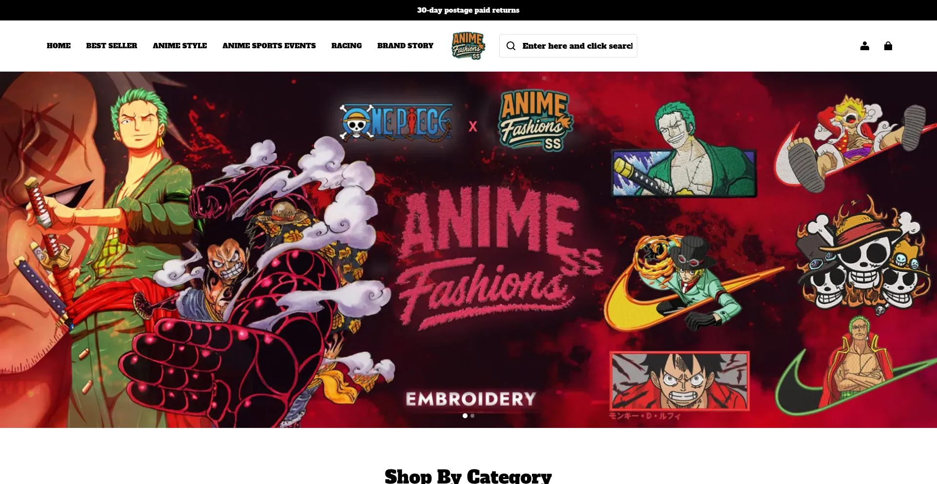 Website screenshot of Animefashionss.com