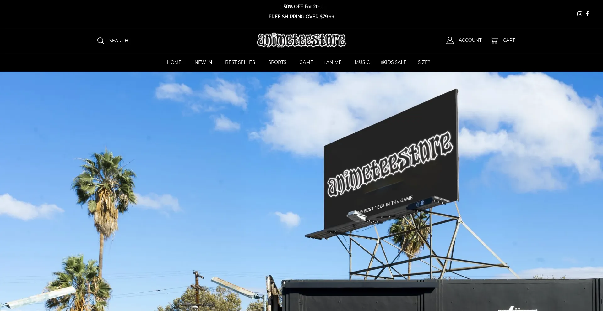 Website screenshot of Animeteestore.com