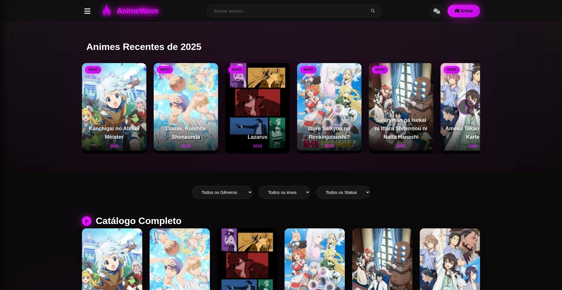 Website screenshot of Animewave.cc