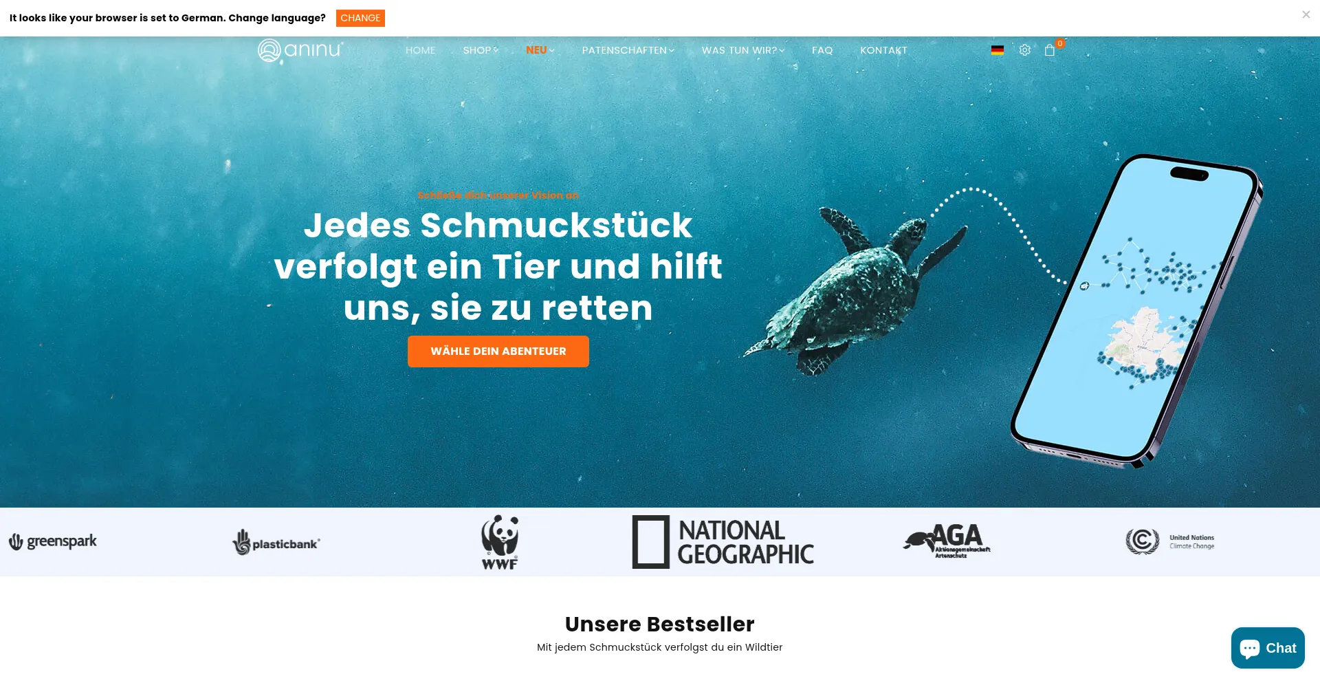 Website screenshot of Aninu.de