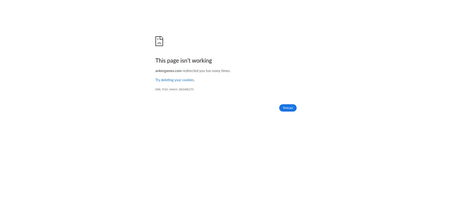 Website screenshot of Ankergames.com