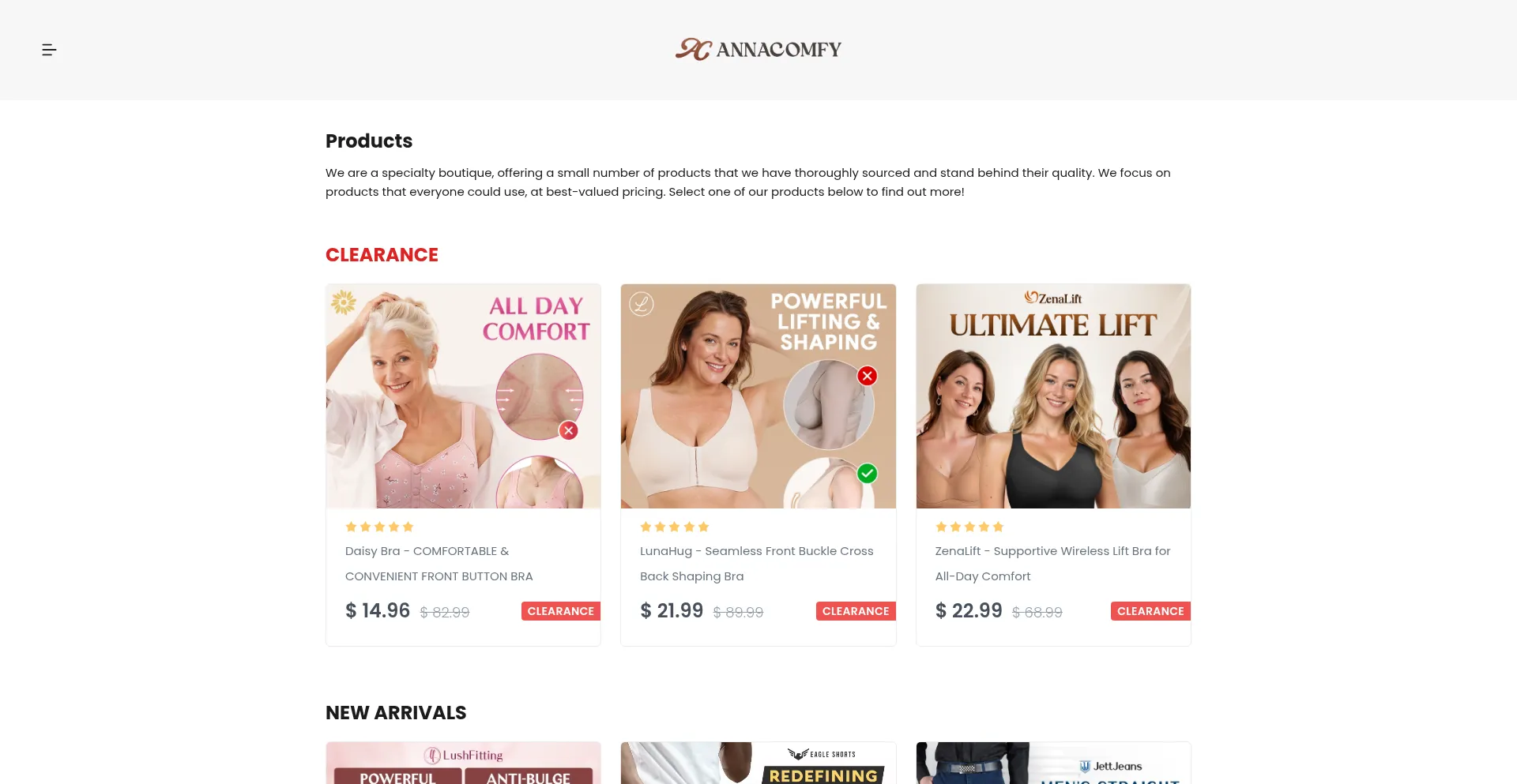 Website screenshot of Annacomfy.com