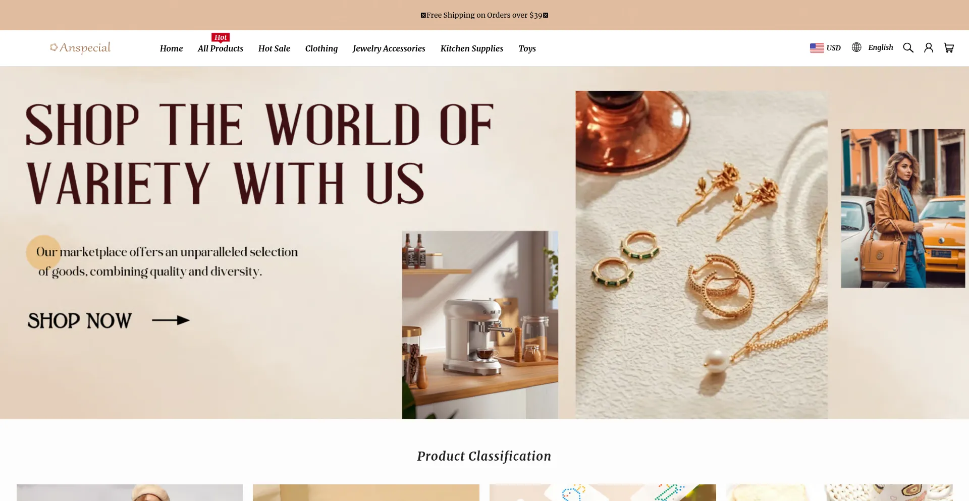 Website screenshot of Anspecial.com