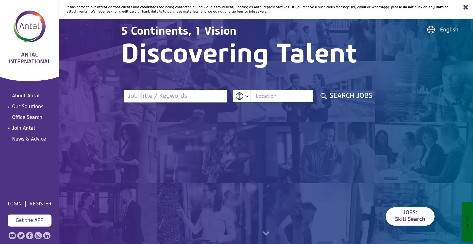 Website screenshot of Antal.com