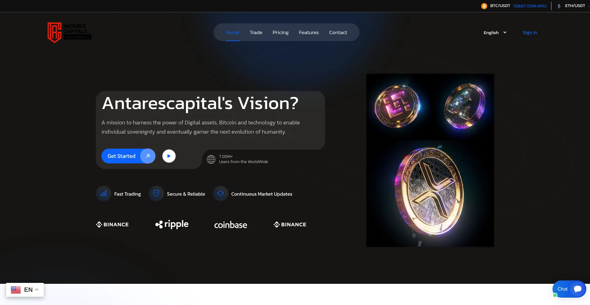 Website screenshot of Antarescapitals.org