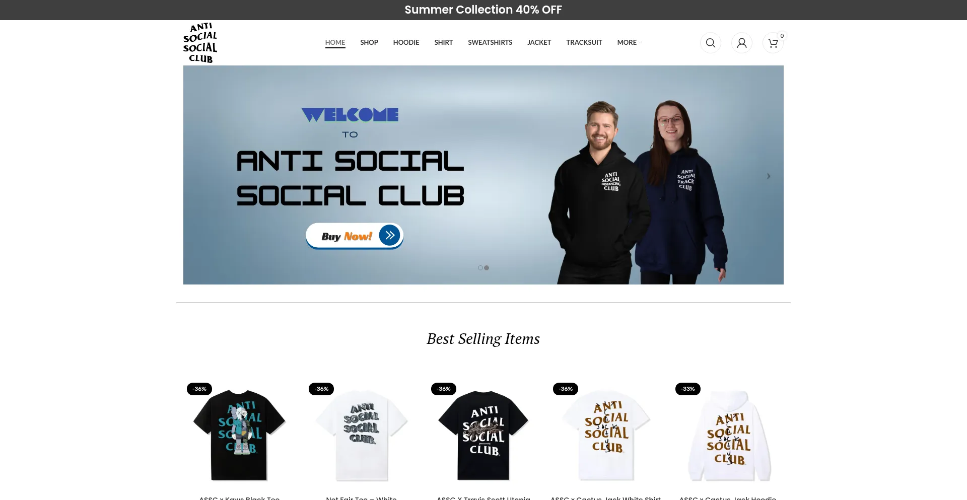 Website screenshot of Antisocialsocialclub.us