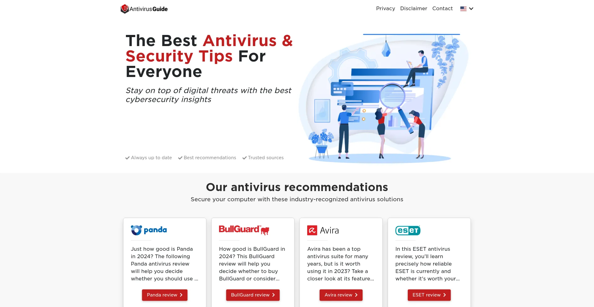Website screenshot of Antivirusguide.com