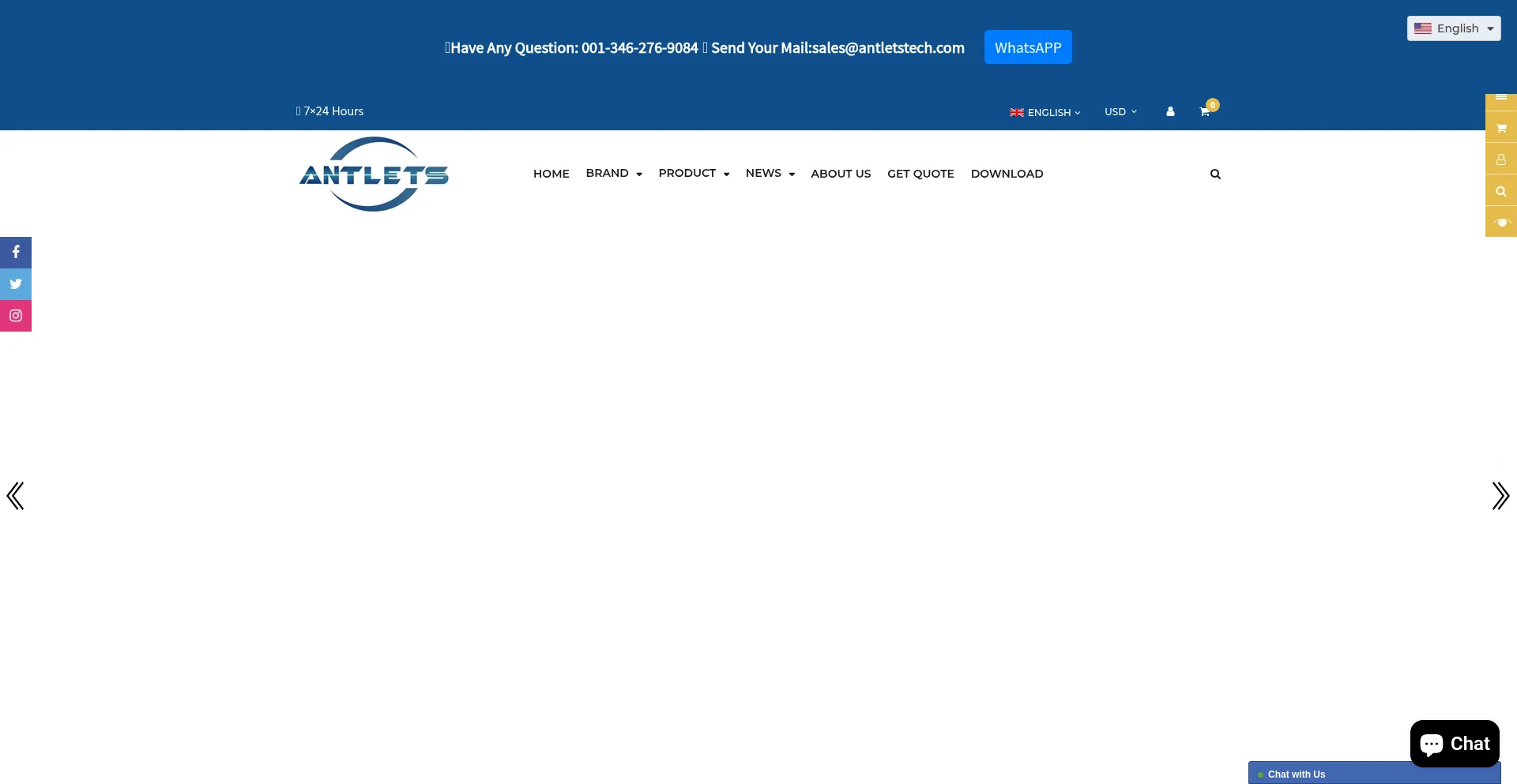 Website screenshot of Antletstech.com