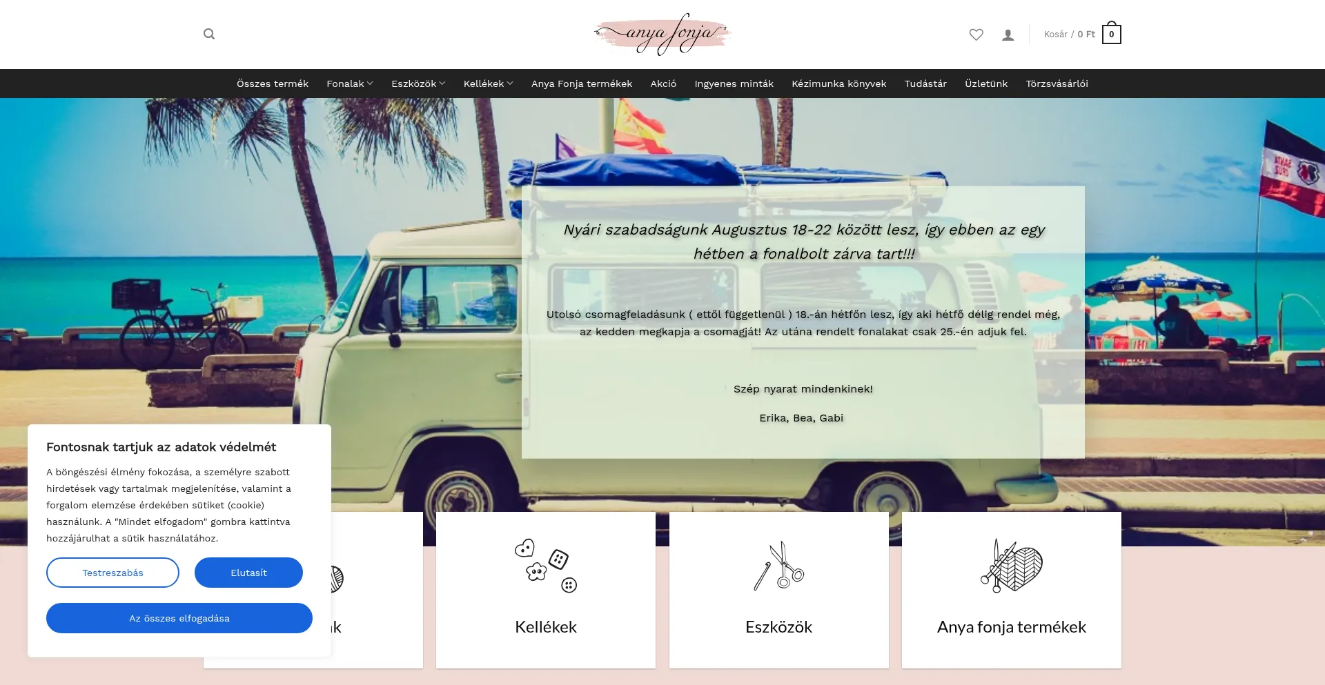 Website screenshot of Anyafonja.hu