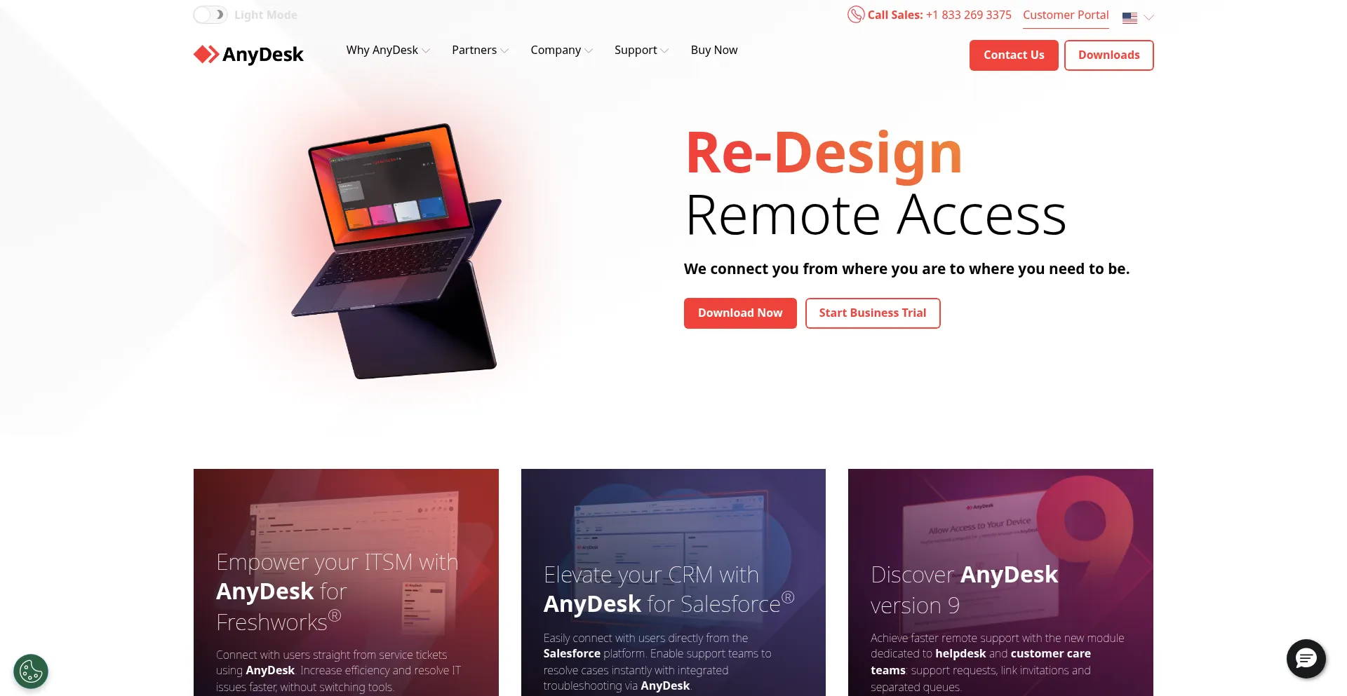 Website screenshot of Anydesk.com