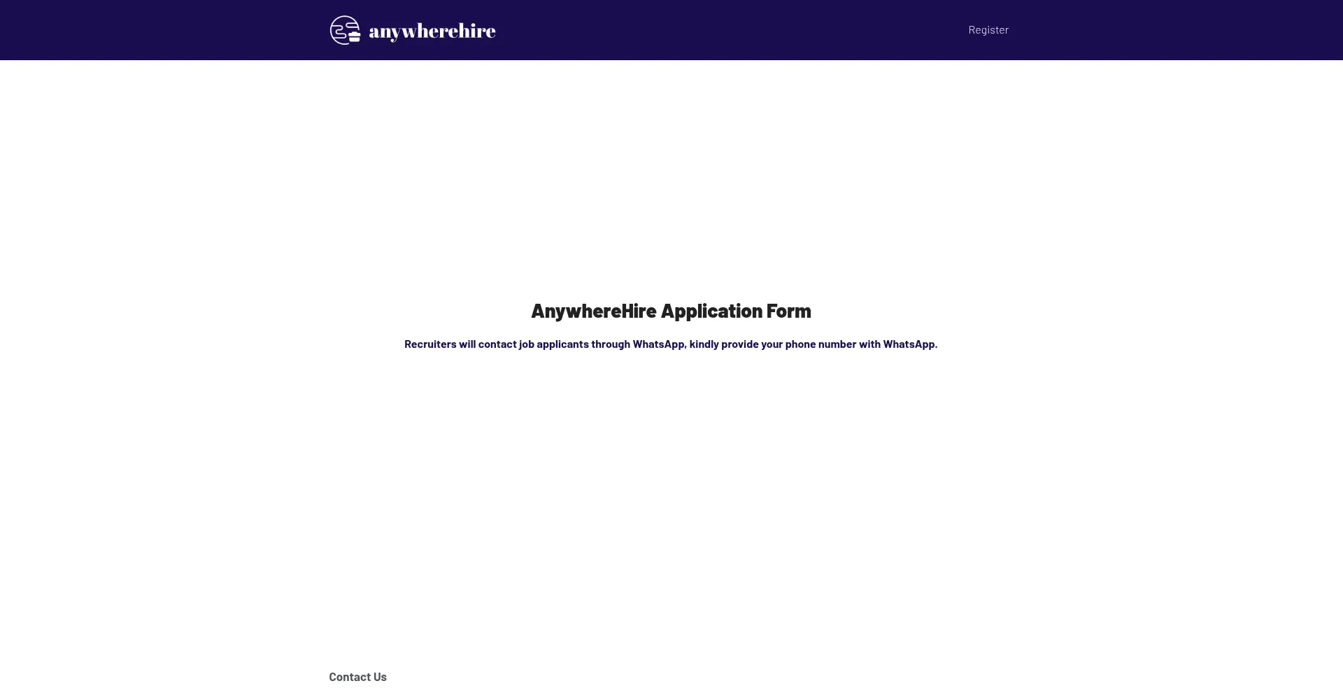 Website screenshot of Anywherehire.net