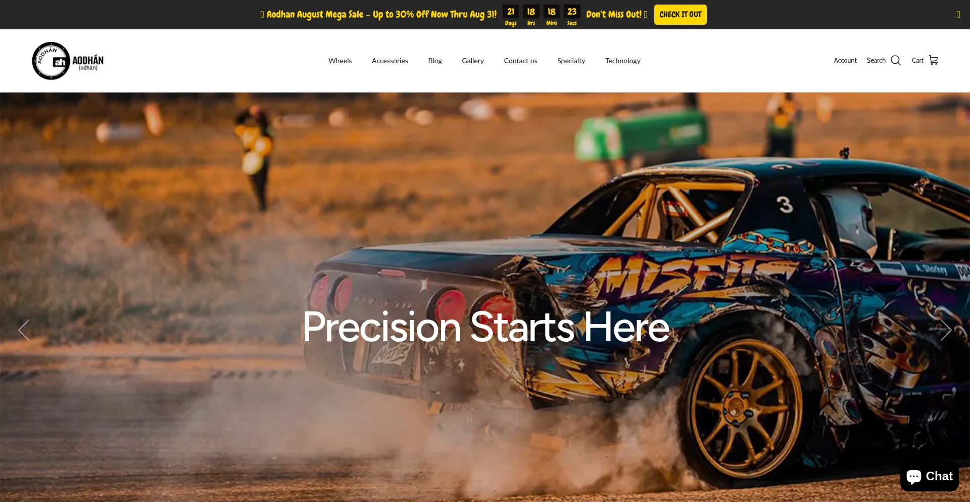 Website screenshot of Aodhanwheels.com