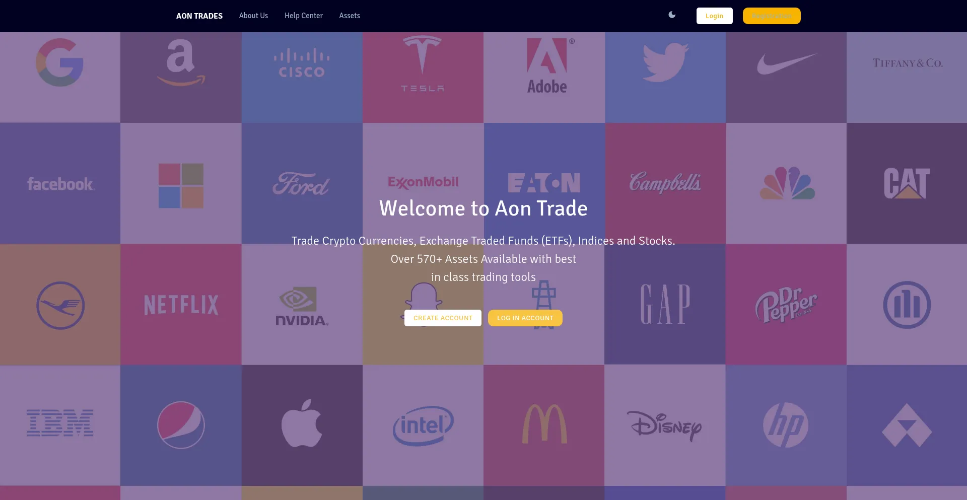 Website screenshot of Aontrade.com