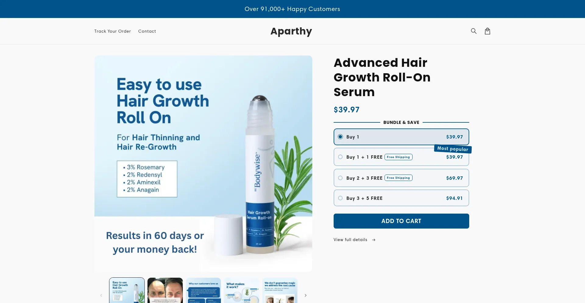 Website screenshot of Aparthy.com