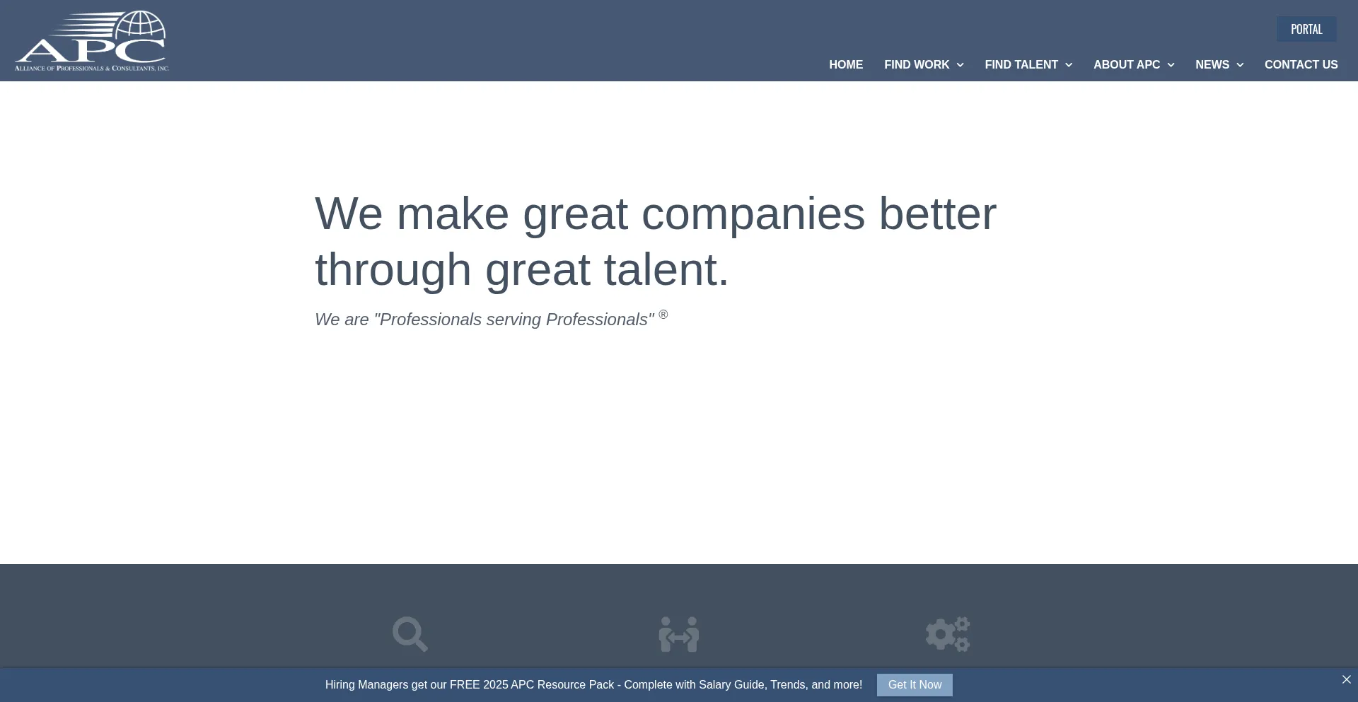 Website screenshot of Apcinc.com