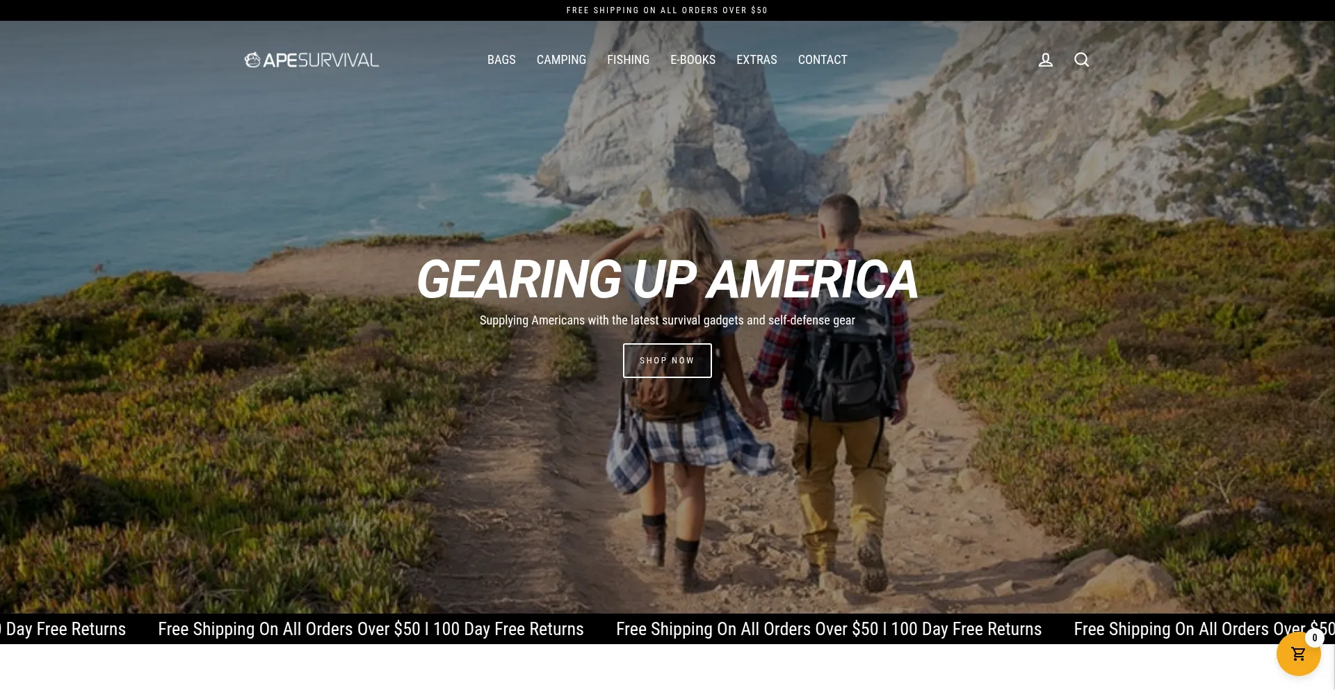 Website screenshot of Apesurvival.com
