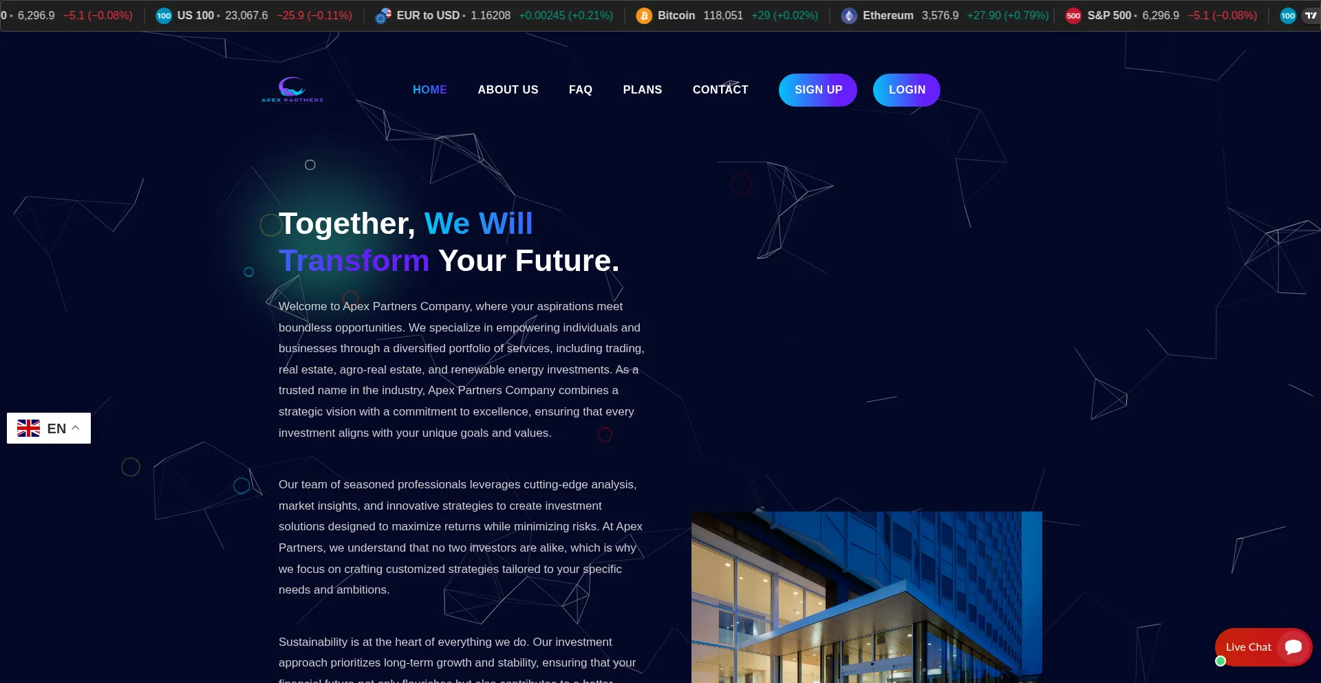 Website screenshot of Apexpartnersinc.org