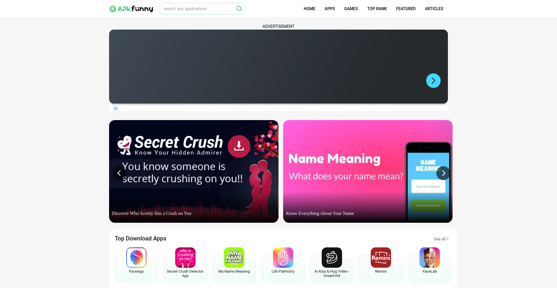 Website screenshot of Apkfunny.com