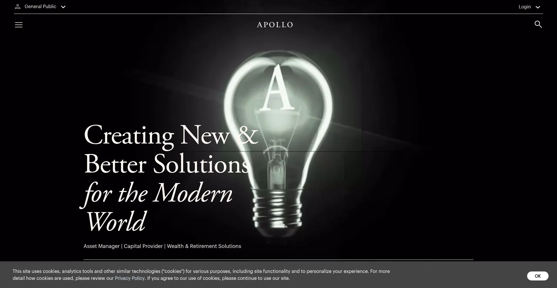 Website screenshot of Apollo.com