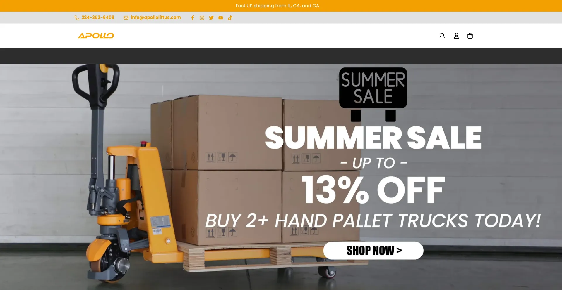 Website screenshot of Apolloliftus.com