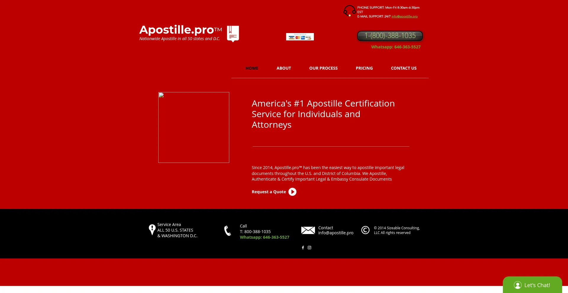 Website screenshot of Apostille.pro