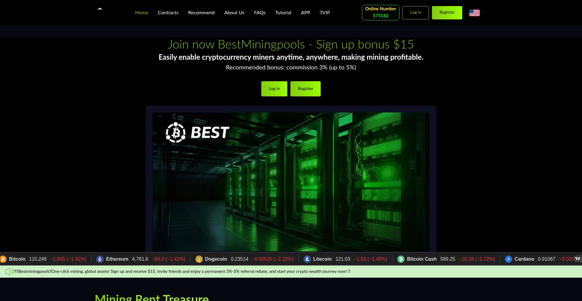 Website screenshot of App.bestminingpools.net