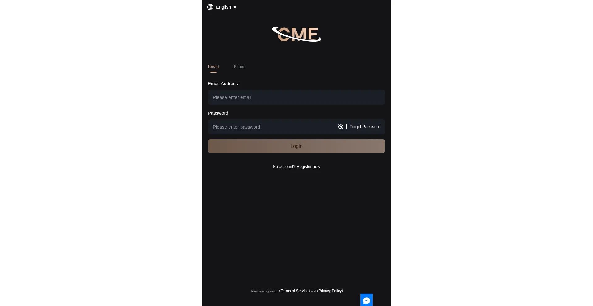 Website screenshot of App.cmeglobetrade.com