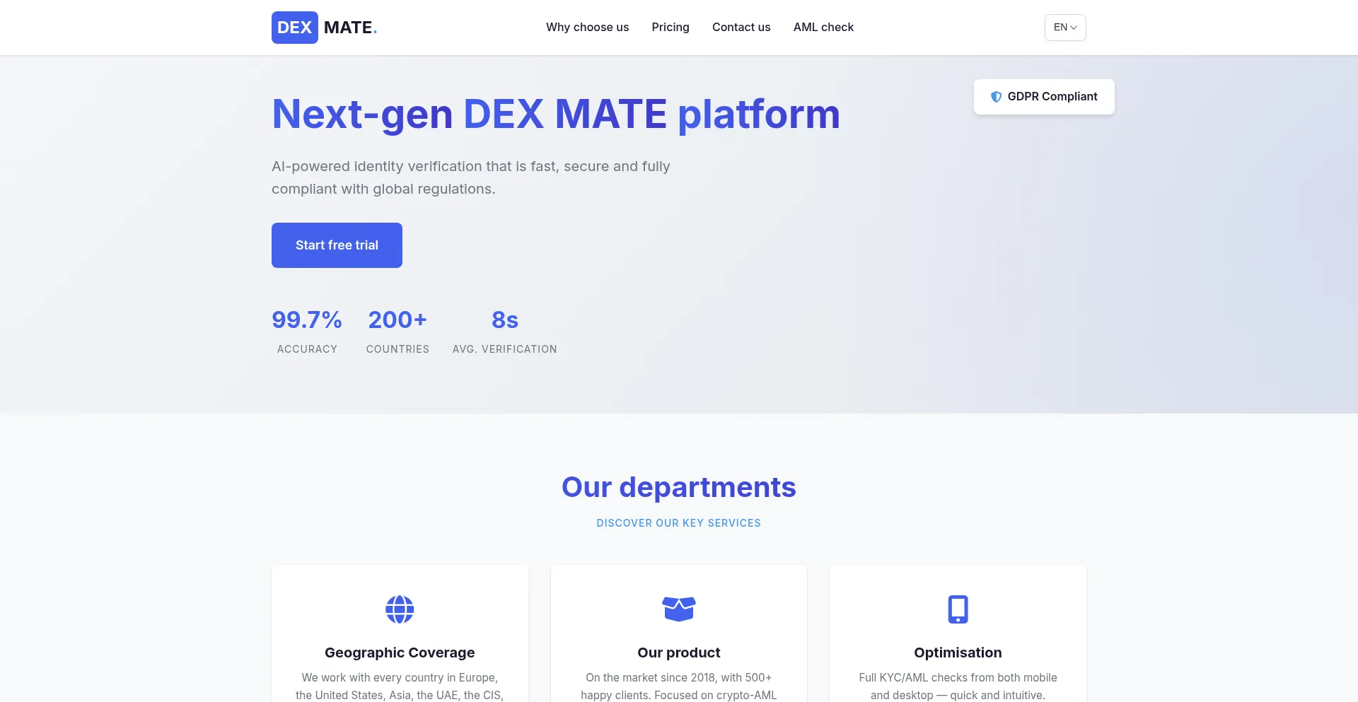 Website screenshot of App.dexmate.pro