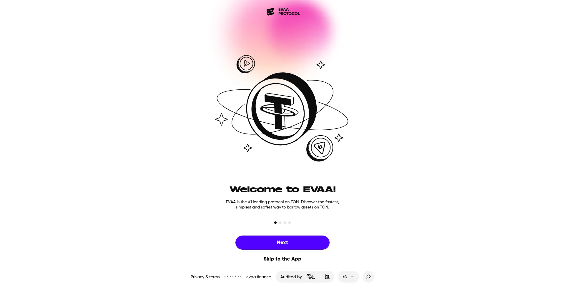 Website screenshot of App.evaa.finance
