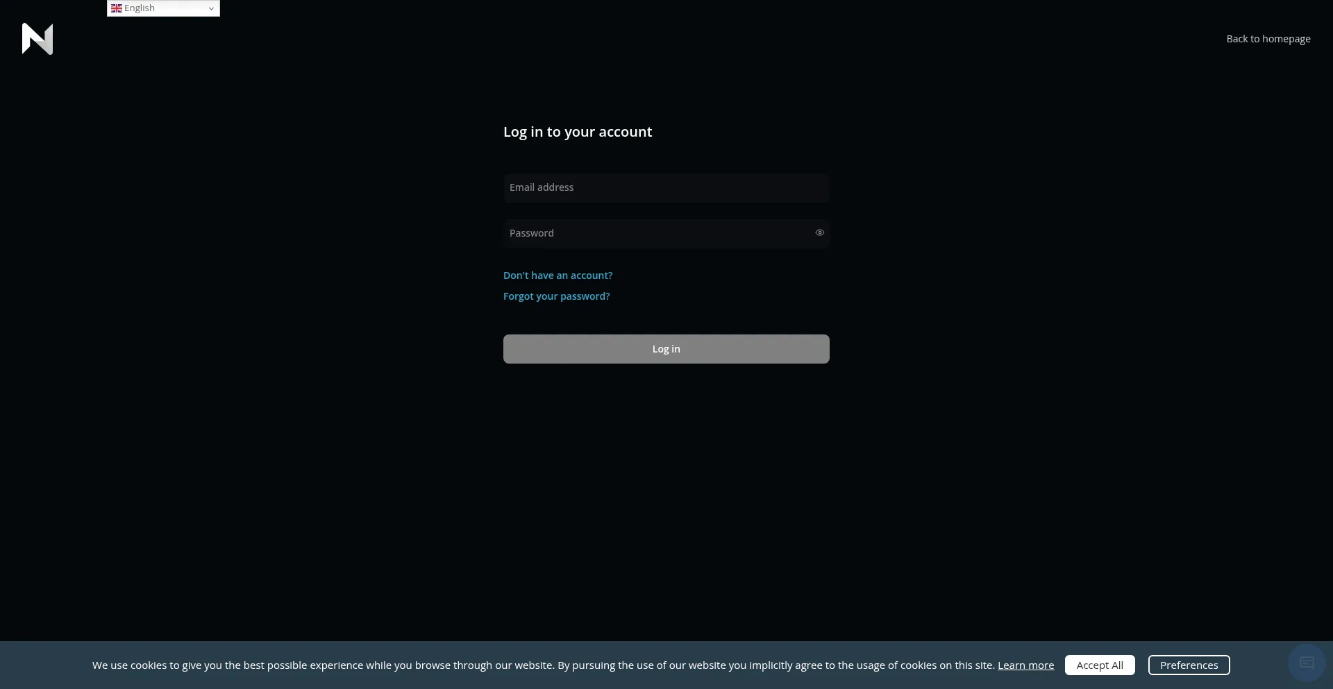 Website screenshot of App.nexacryptotech.com