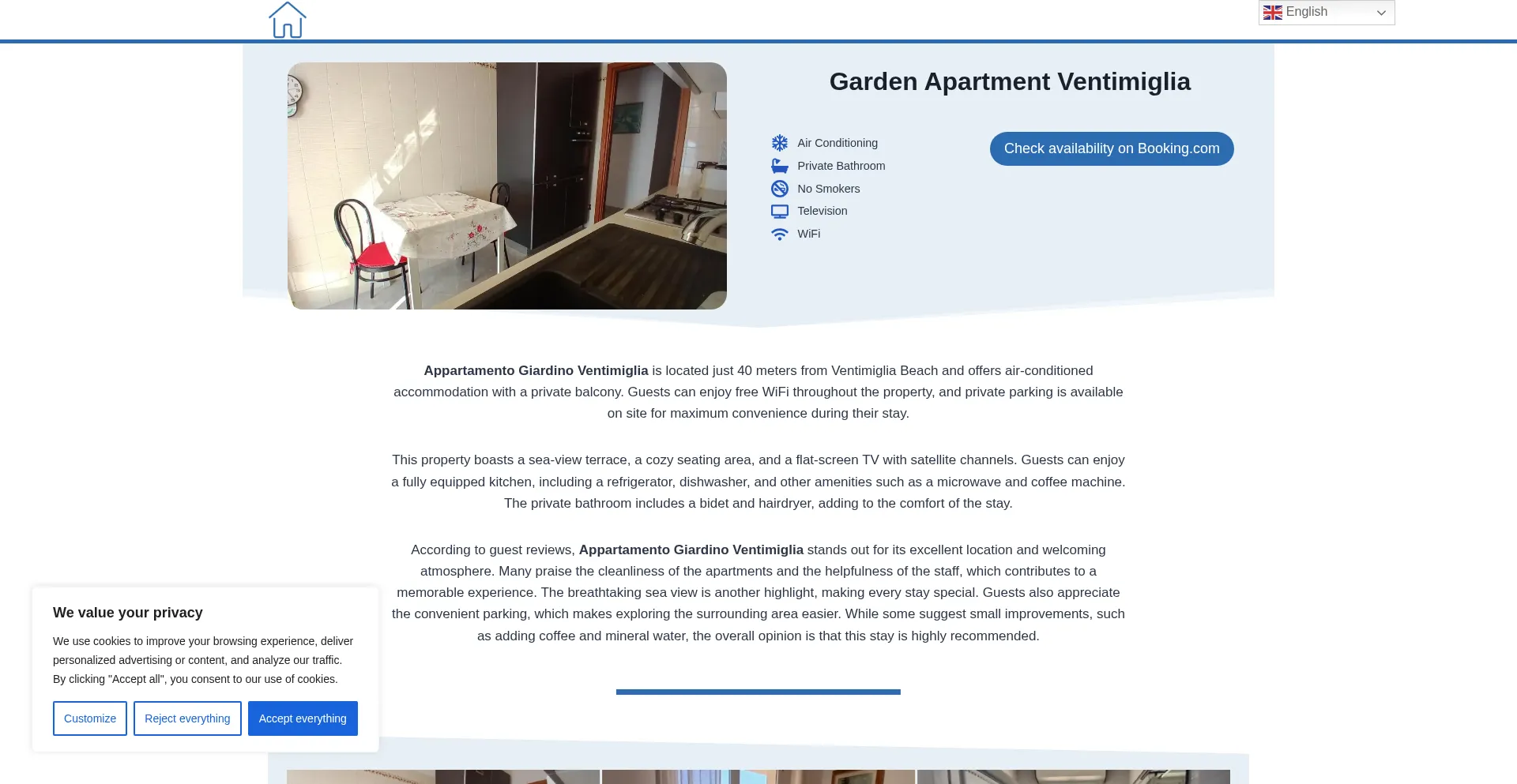 Website screenshot of Appartamentogiardinoventimiglia.top