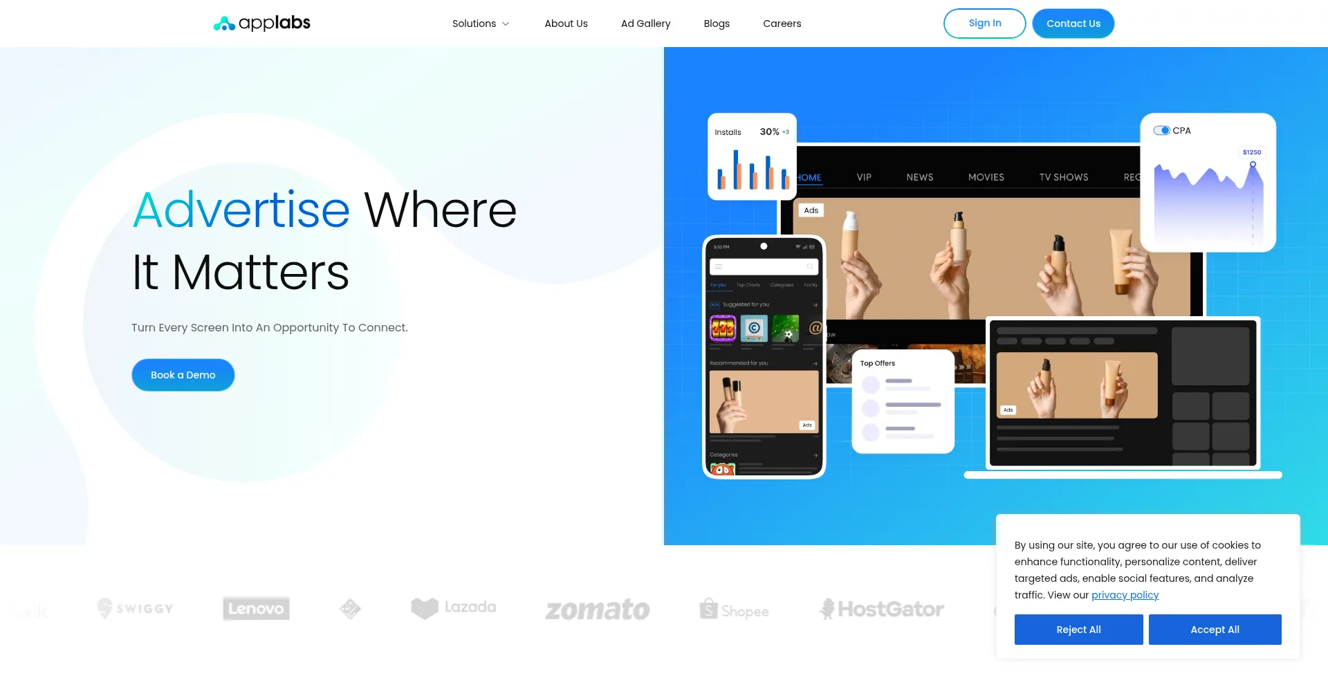 Website screenshot of Applabs.ai