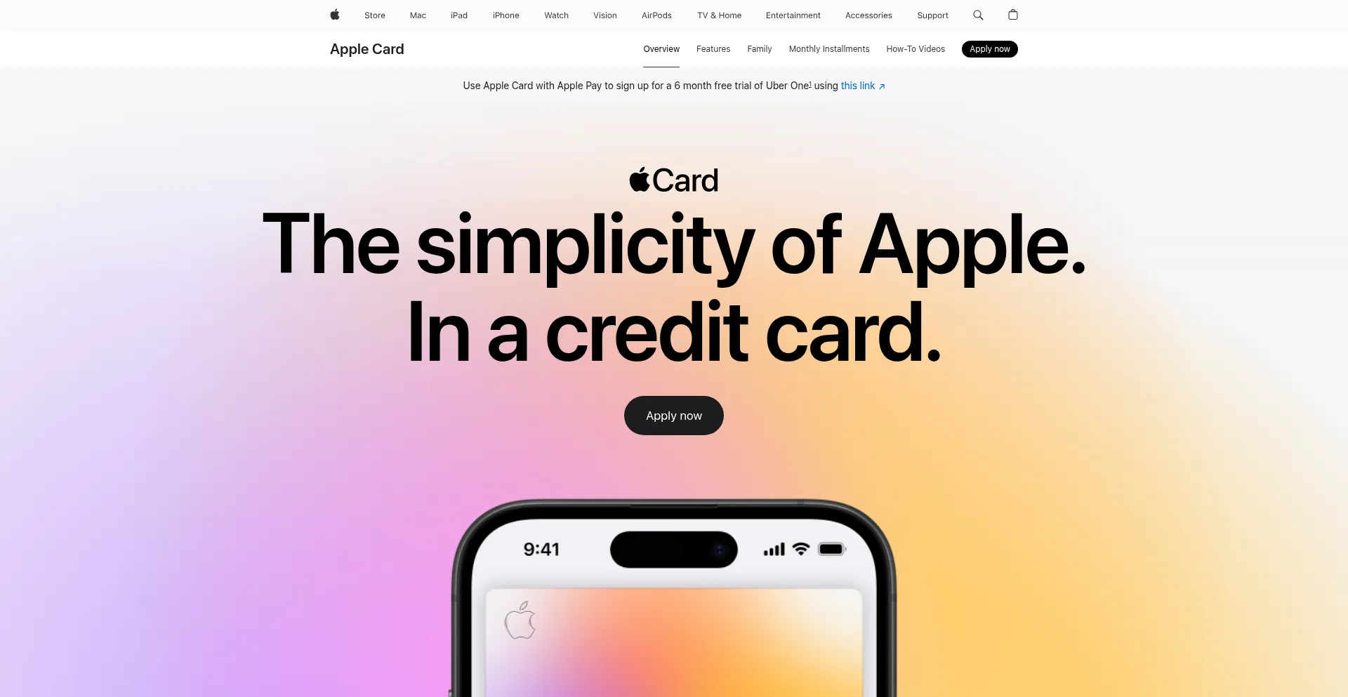 Website screenshot of Applecard.com